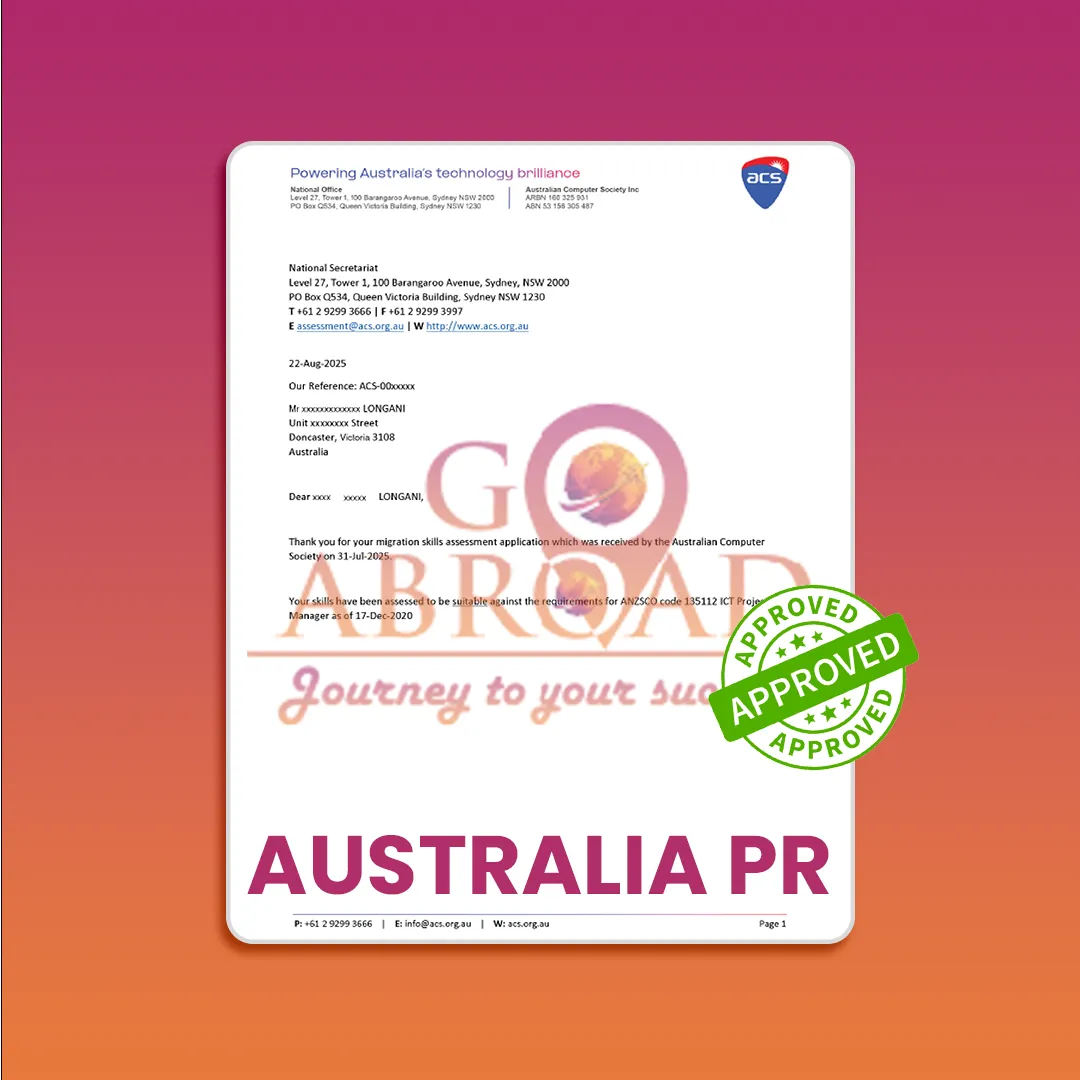 Client receiving Australia PR visa approval through Go Abroad Migration